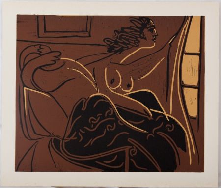 Linoincisione Picasso - Curiosité : Deux femmes à la fenêtre