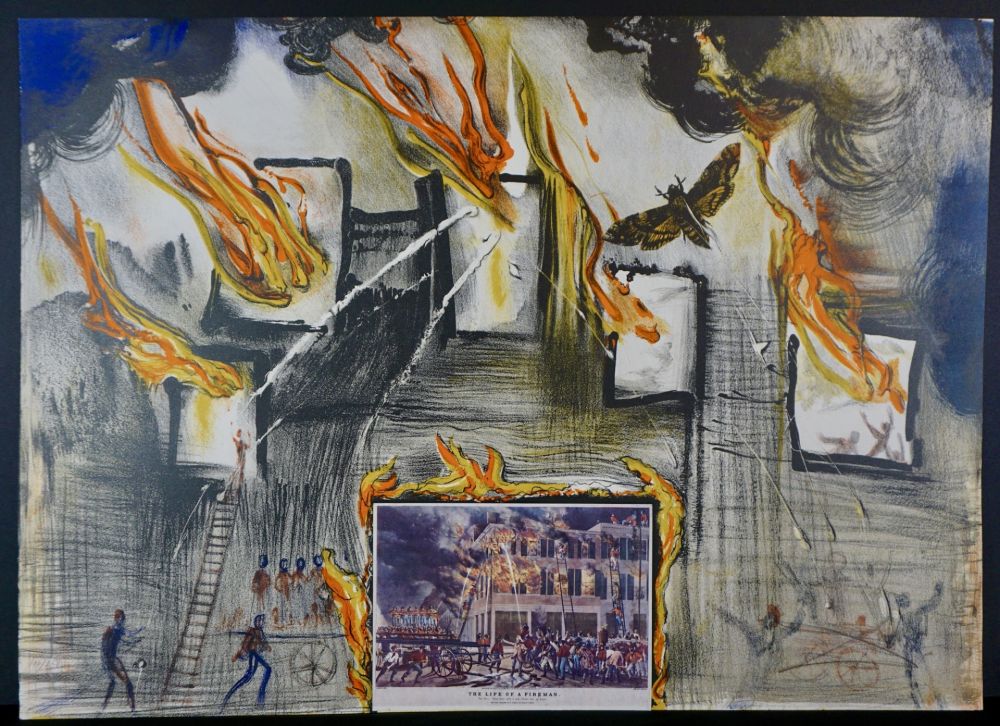 Litografia Dali - Currier & Ives Fire! Fire! Fire!