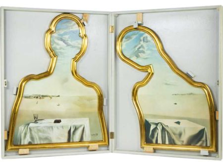 Litografia Dali - Dali and Gala with their heads in the clouds,