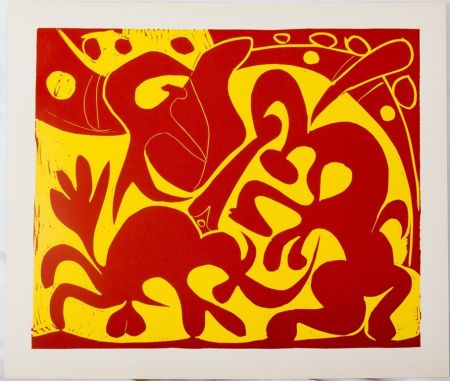 Linoincisione Picasso - Dans l'arène (rouge)