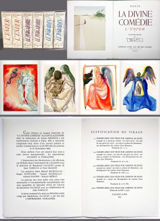 Libro Illustrato Dali - Dante : LA DIVINE COMÉDIE. 6 volumes. 100 planches couleurs et suites de décompositions (1959-1963).