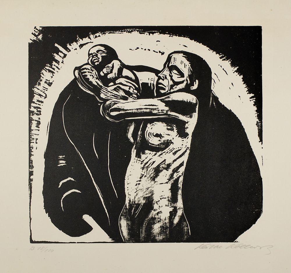 Incisione Su Legno Kollwitz - Das Opfer (The sacrifice)