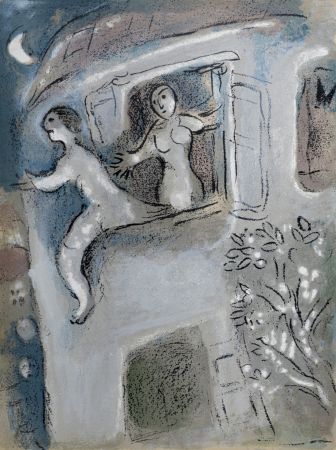 Litografia Chagall - David sauvé par Mical, 1960