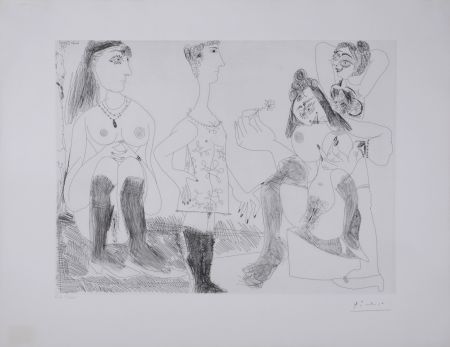 Incisione Picasso - Degas songeant, filles entre elles