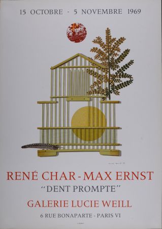 Litografia Ernst - Dent Prompte, Galerie Lucie Weill, 1969