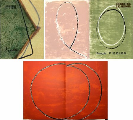 Libro Illustrato Fiedler - DERRIÈRE LE MIROIR: COLLECTION COMPLÈTE des 4 volumes de la revue  consacrés François Fiedler: 26 LITHOGRAPHIES ORIGINALES (de 1959 à 1974).