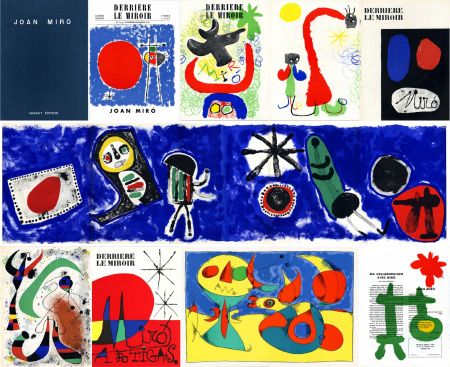 Libro Illustrato Miró - DERRIÈRE LE MIROIR n° 14-15 (Nov-Décembre 1948) + n° 29-30 (Mai 1950) + n° 57-58-59 (Juin 1953) + n° 87-88-89 MIRO ARTIGAS (Juin-Juillet-Août 1956). 25 LITHOGRAPHIES ORIGINALES. ALBUM MAEGHT ORIGINAL.