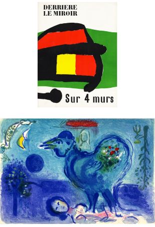 Libro Illustrato Chagall - Derrière le Miroir n° 107-108-109. SUR 4 MURS. PAYSAGE AU COQ (1958)