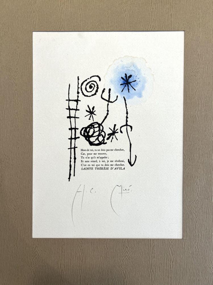 Rotocalcografia Miró - Dessin Aquarellé et signé pour Sainte Thérèse d'Avila (1960)