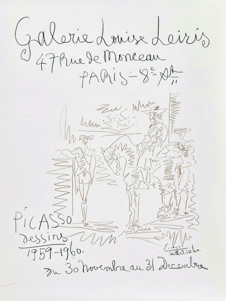 Litografia Picasso - '' Dessins 1959-1960 ''  -  Galerie Louise LEIRIS