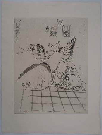 Incisione Chagall - Deux danseuses slaves (Dames charmantes et charmantes à tous égards)