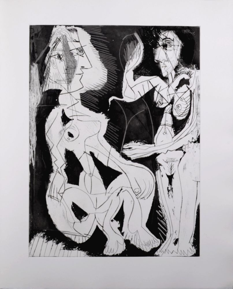 Acquatinta Picasso - Deux femmes au miroir, 1966 - A fantastic original etching (Aquatint) by the Master!