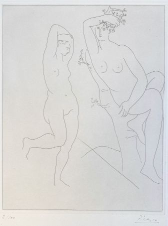 Incisione Picasso - Deux Femmes nues dans un Arbre
