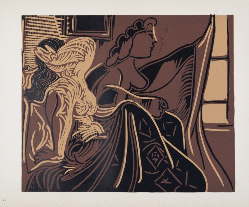 Linoincisione Picasso (After) - Deux femmes près de la fenêtre, 1962
