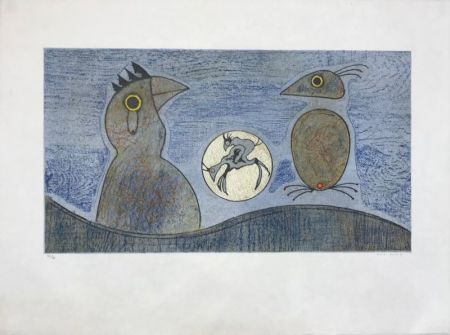 Litografia Ernst - Deux Oiseaux 