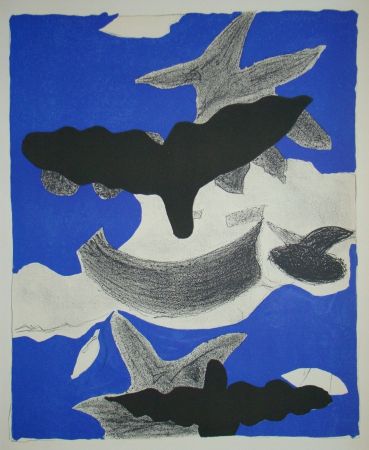 Litografia Braque - Deux Oiseaux Avec Nuages