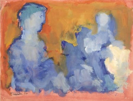 Non Tecnico Mualla - Deux personnages bleus sur fond orange