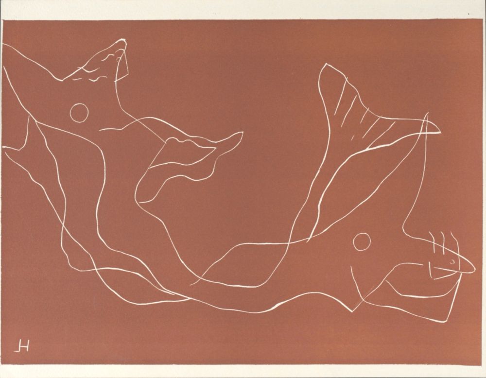 Linoincisione Laurens - Deux sirènes, 1959