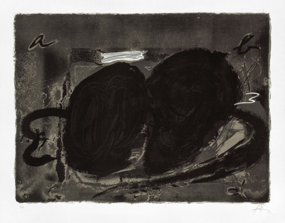Litografia Tàpies - Deux trous 
