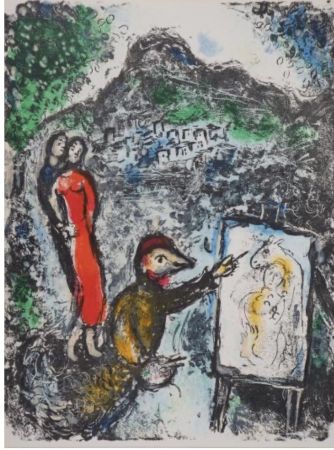 Litografia Chagall - Devant saint Jeannet