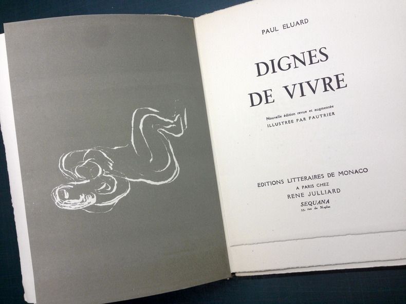 Libro Illustrato Fautrier - DIGNES DE VIVRE. Lithographies de Fautrier. 1944