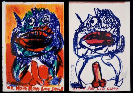 Litografia Appel - Diptych, 1964 -  2 Original Hand-Signed lithographs!
