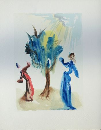 Incisione Su Legno Dali - Divine Comédie, Purgatoire 24, L'arbre du châtiment