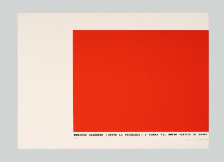 Serigrafia Isgro - Dolores Ibarruri (sotto la pensilina) è ferma nel rosso vestita di rosso