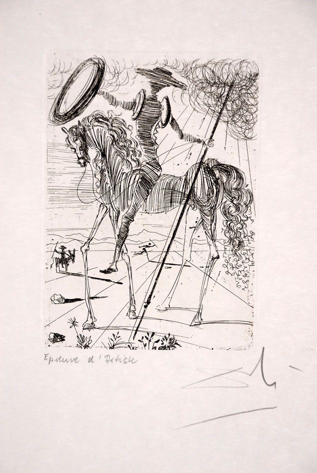 Acquaforte Dali - Don Quichotte - Don Quixote (suite Cinq Portraits espagnols - Five Spanish Immortals)