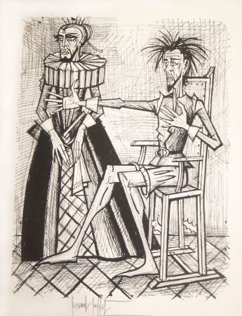 Litografia Buffet - Don Quichotte et la duègne barbue
