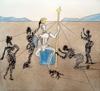 Incisione Dali - Don Quijote - le casque d'or de Mandrino