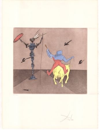Incisione Dali - Don Quijote - Maître et écuyer