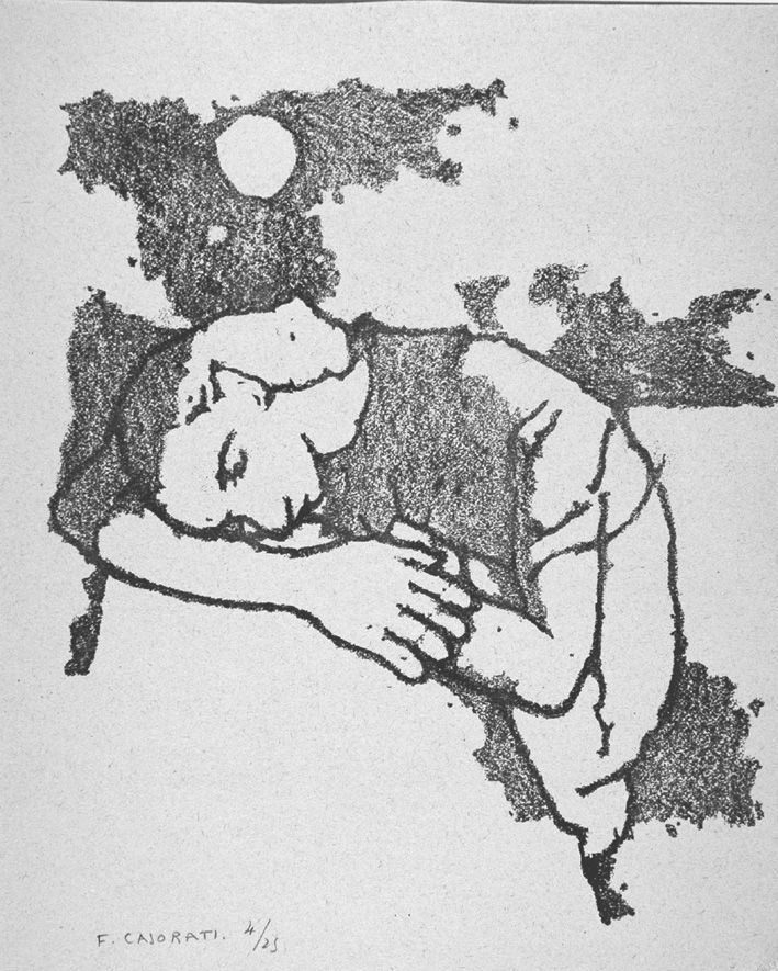 Litografia Casorati - Donna dormiente