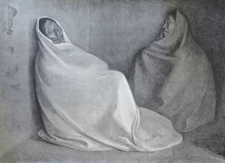 Litografia Zuniga - Dos Mujeres Sentada