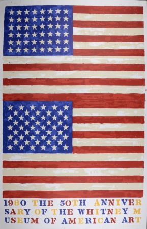 Litografia Johns - Double Flags, The 50th Anniversary of the Whitney Museum of American Art, 1979-1980
