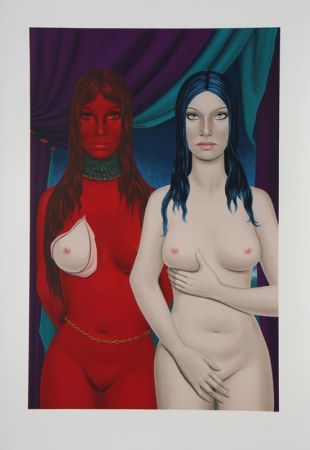 Litografia Labisse - Double Nude in Red