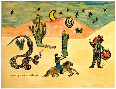Litografia De Saint Phalle - Dreaming under a cactus tree