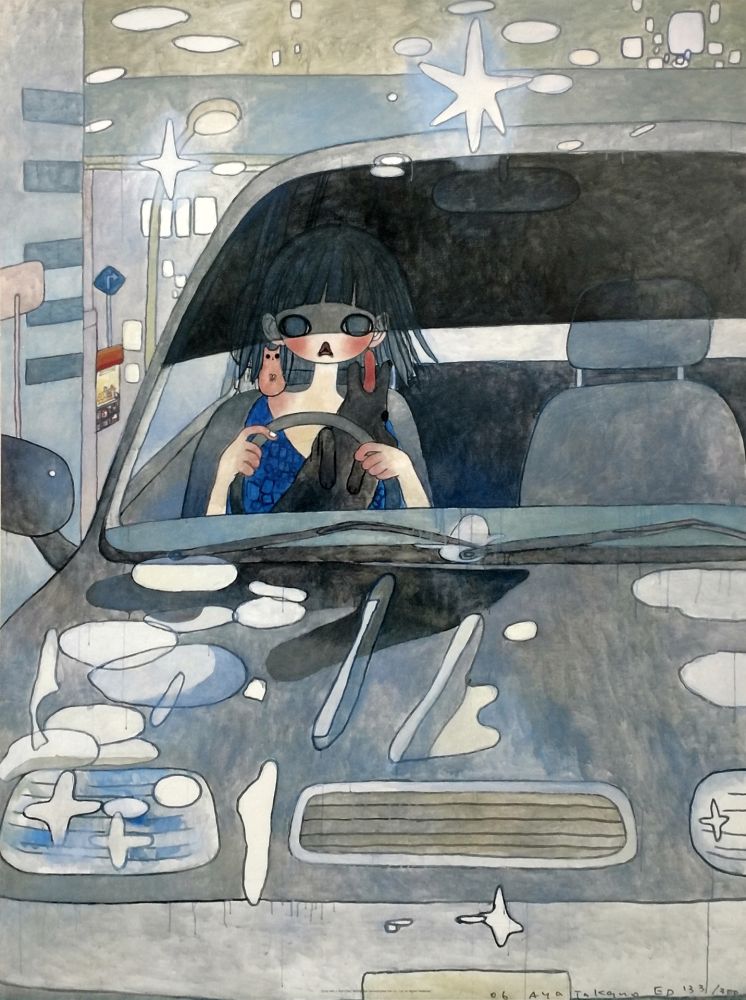 Litografia Takano - DRIVE WITH A NIGHT DOG