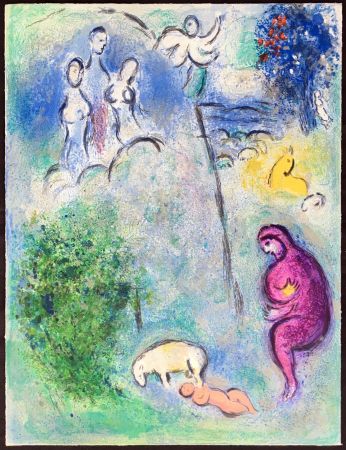 Litografia Chagall - DÉCOUVERTE DE CHLOÉ PAR DRYAS (de la Suite Daphnis & Chloé - 1961)