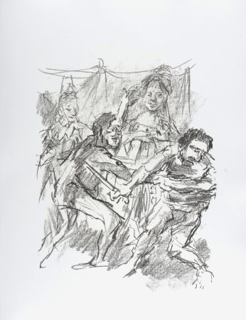 Litografia Kokoschka - Edgar and Edmund fight , 1963