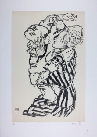 Litografia Schiele - EDITH SCHIELE and nephew / EDITH SCHIELE und Neffe / EDITH SCHIELE & son neveu - 1915