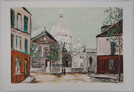 Litografia Utrillo - Eglise Saint-Pierre, Place du Tertre à Montmartre