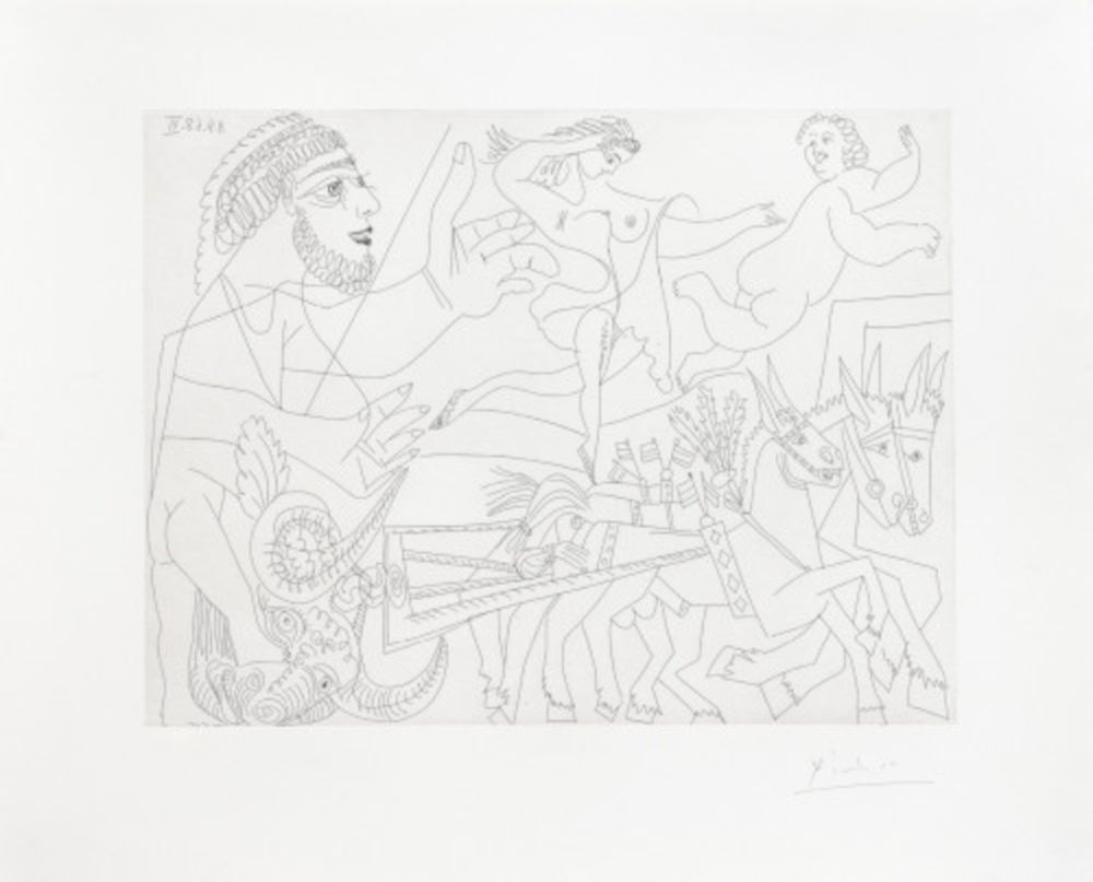 Incisione Picasso - El Arrastre, avec Écuyère et Putto, from La Série 347