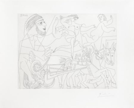 Incisione Picasso - El Arrastre, avec Écuyère et Putto, from La Série 347