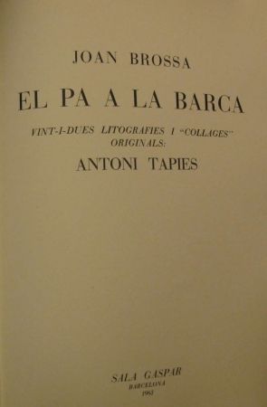 Libro Illustrato Tàpies - El Pa à la Barca