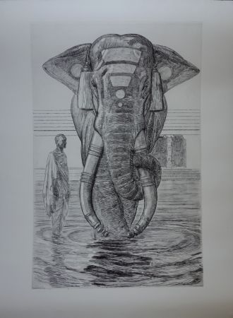 Incisione Jouve - Elephants du temple de Siva