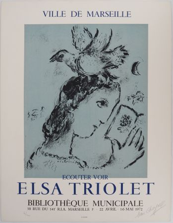 Litografia Chagall - Elsa Triolet : Femme à l'oiseau