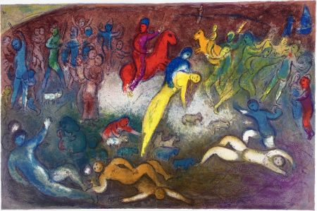 Litografia Chagall - ENLÈVEMENT DE CHLOÉ (Daphnis et Chloé - 1961)