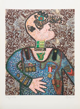 Incisione Baj - Enrico baj (1924–2003) - Il Generale Bazooka - Mixed media - 1973