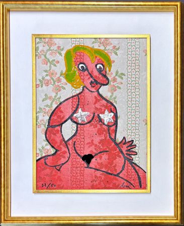 Incisione Baj - Enrico Baj (1924–2003) - Petit nu - Etching mixed media with collage - 1970